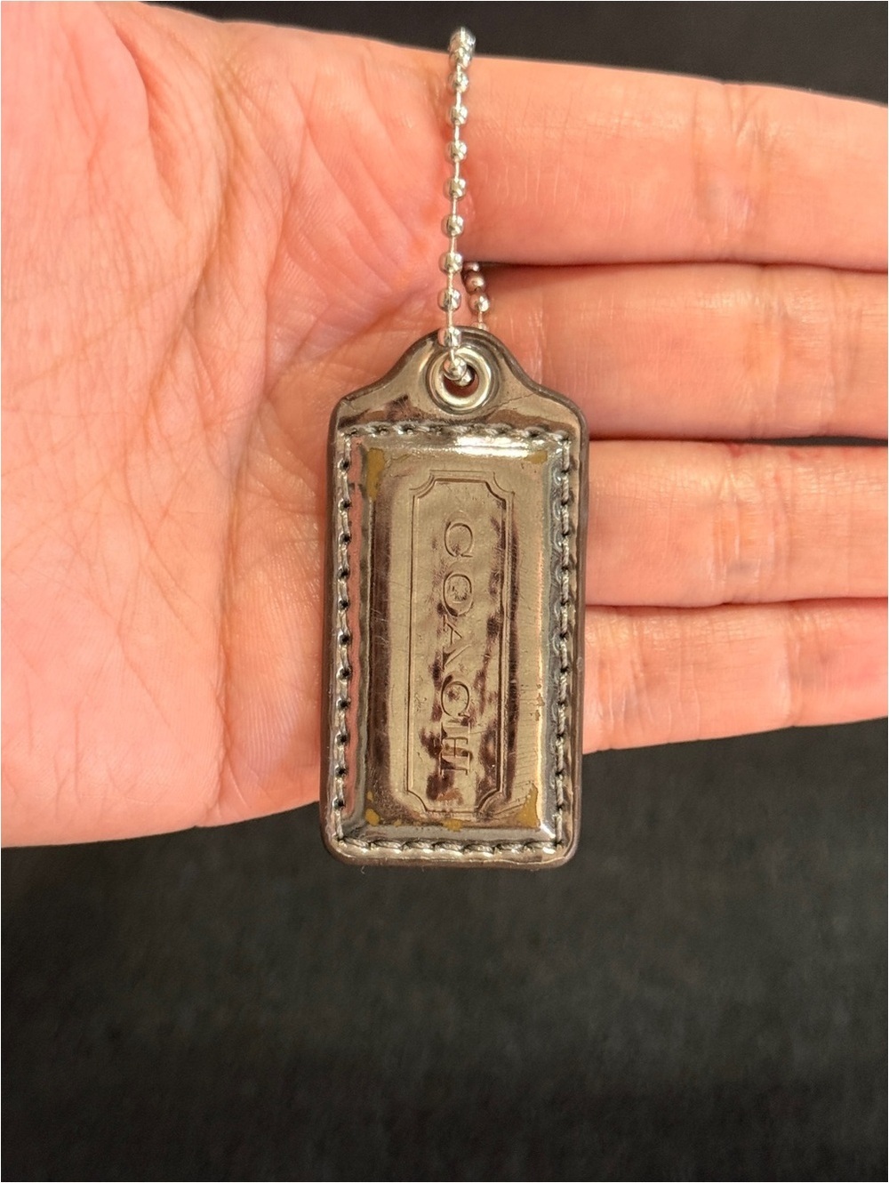 2" Y2K Coach Leather Key Fob Keychain Hang Tag Hangtag
